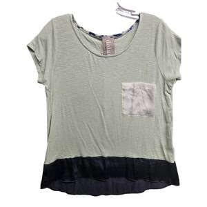 Dolan Left Coast Collection Sage Green Mixed Media Satin Hem Top S 15W123P456